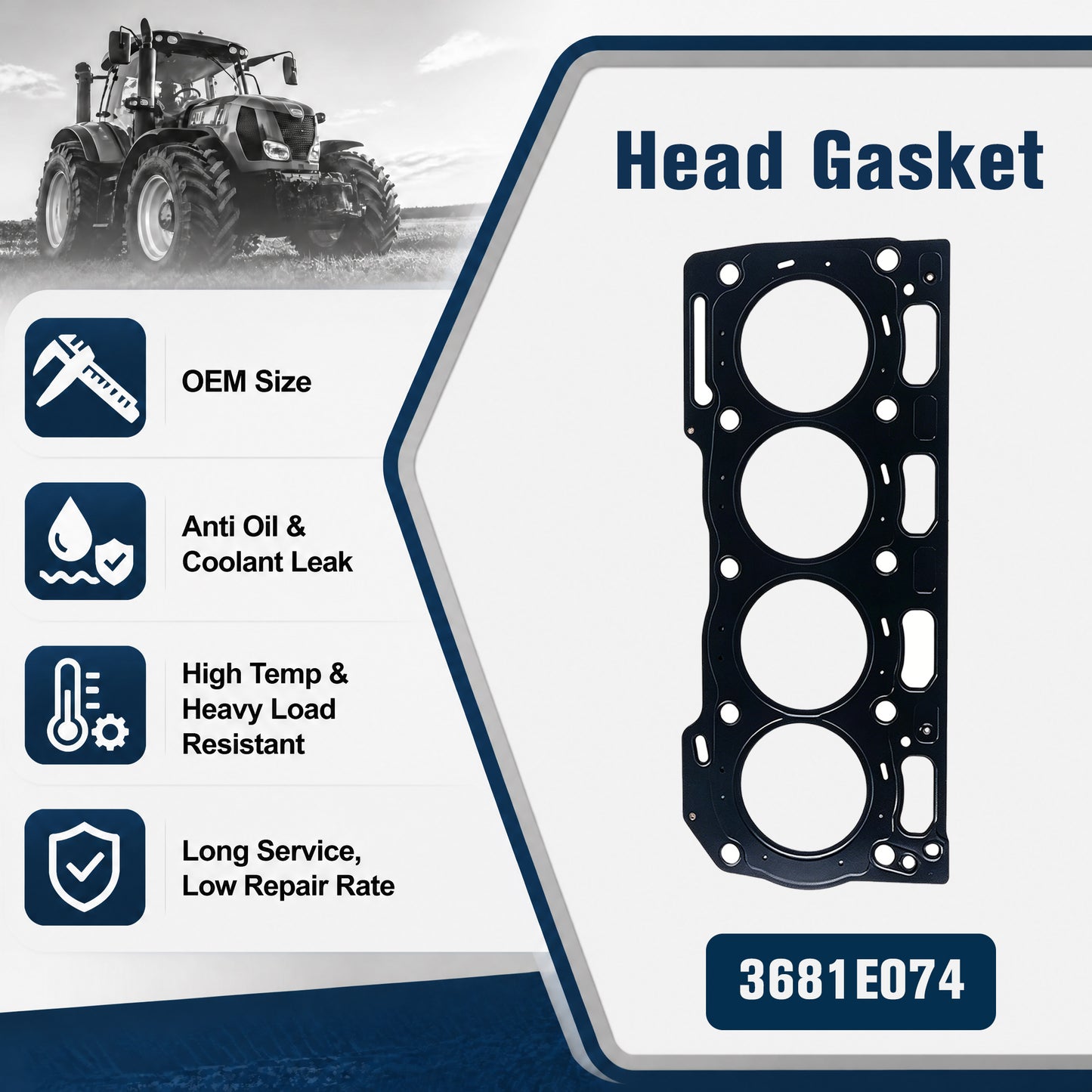 3681E074 Cylinder Head Gasket Fits Perkins 1104D CAT C4.4 JCB Loader