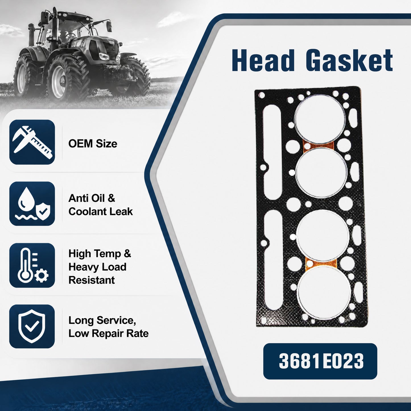3681E023 Head Gasket | Perkins AD4.203 JE 4-Cylinder Agricultural Diesel Engine