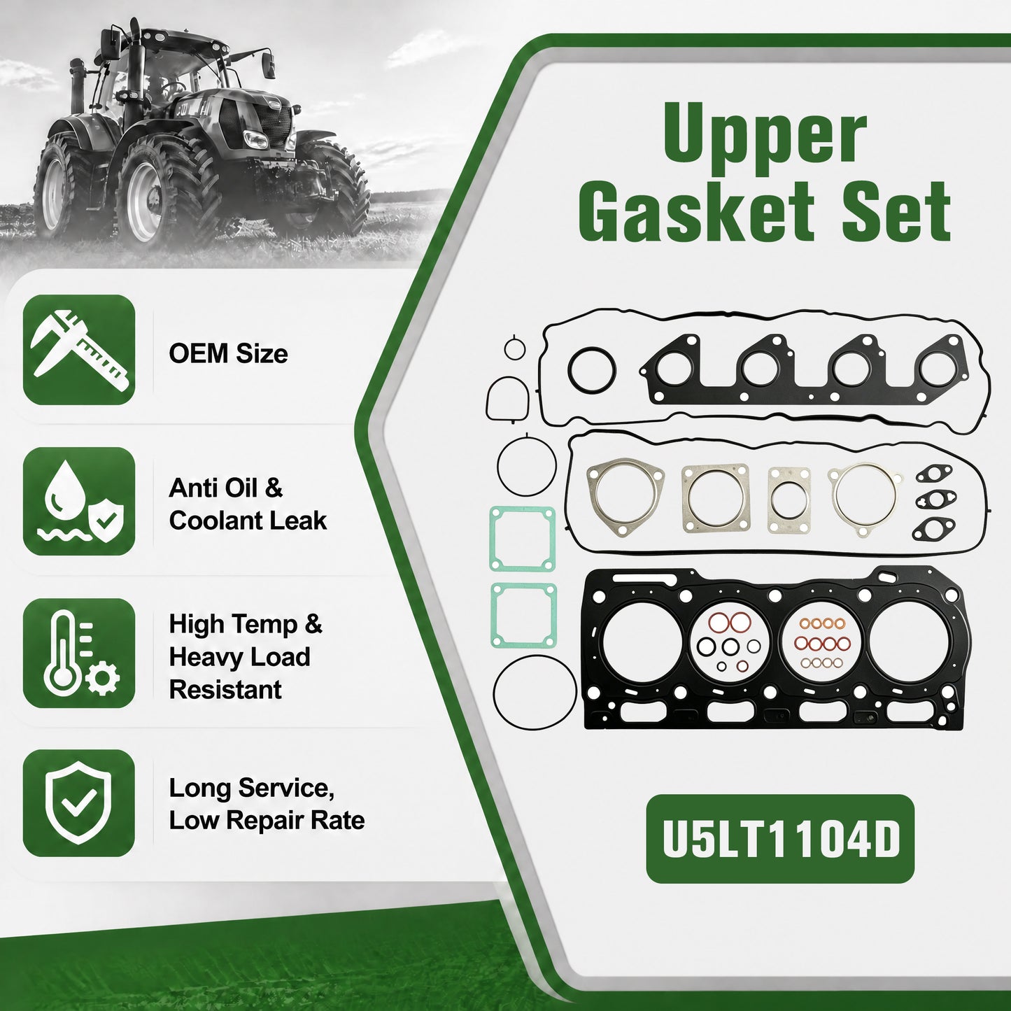 U5LT1104D Upper Gasket Kit Fits JCB CAT C4.4 Perkins 1104D