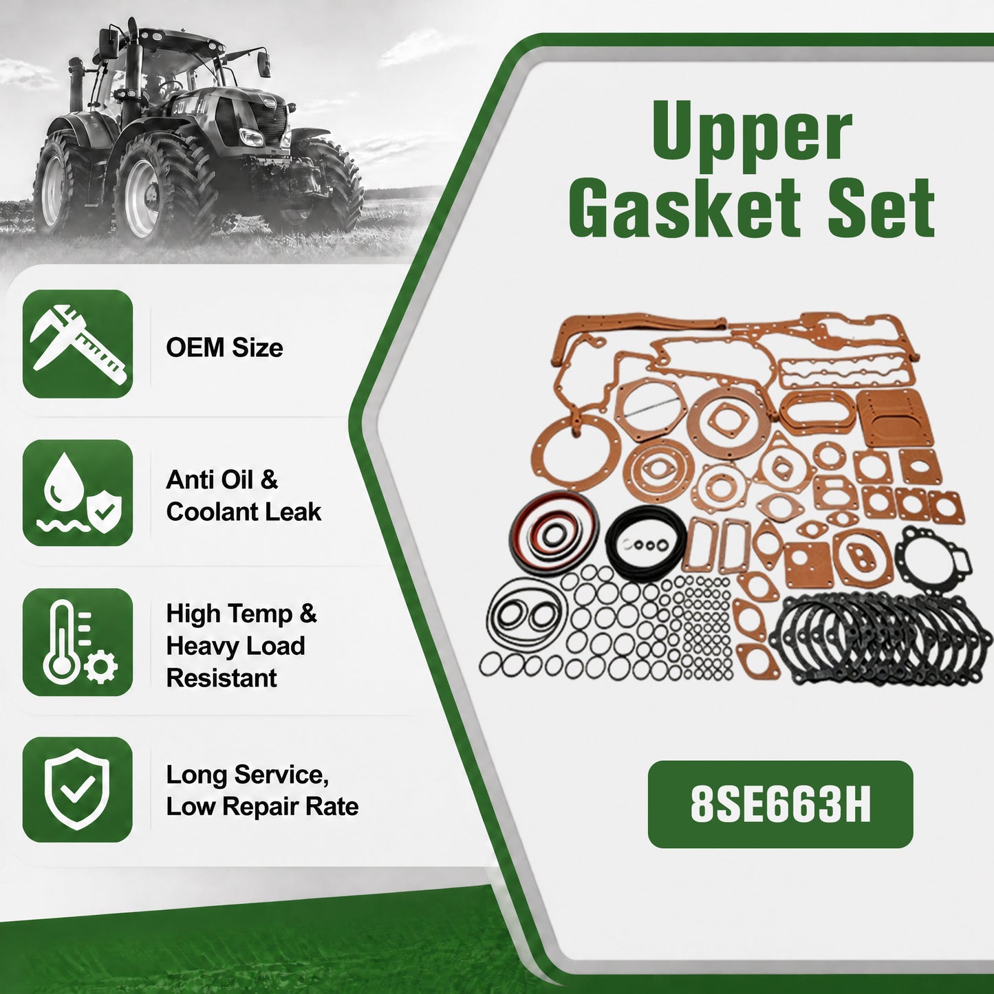 8SE663H Top Gasket Set | Perkins 4008TAG 8-Cylinder 4000 Series Diesel Engine