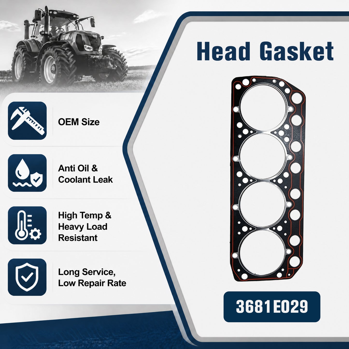 3681E029 Cylinder Head Gasket For Perkins 704-30 Diesel Engine