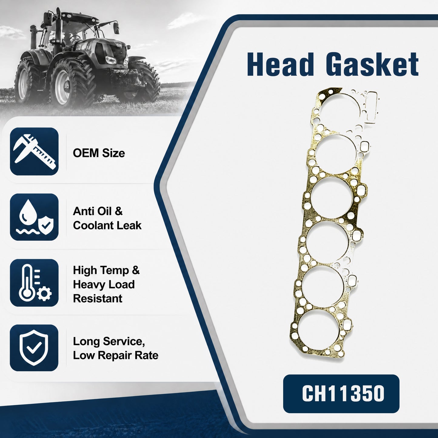 CH11350 Multi-Layer Steel Head Gasket For Perkins 2200 2800 Diesel Engine