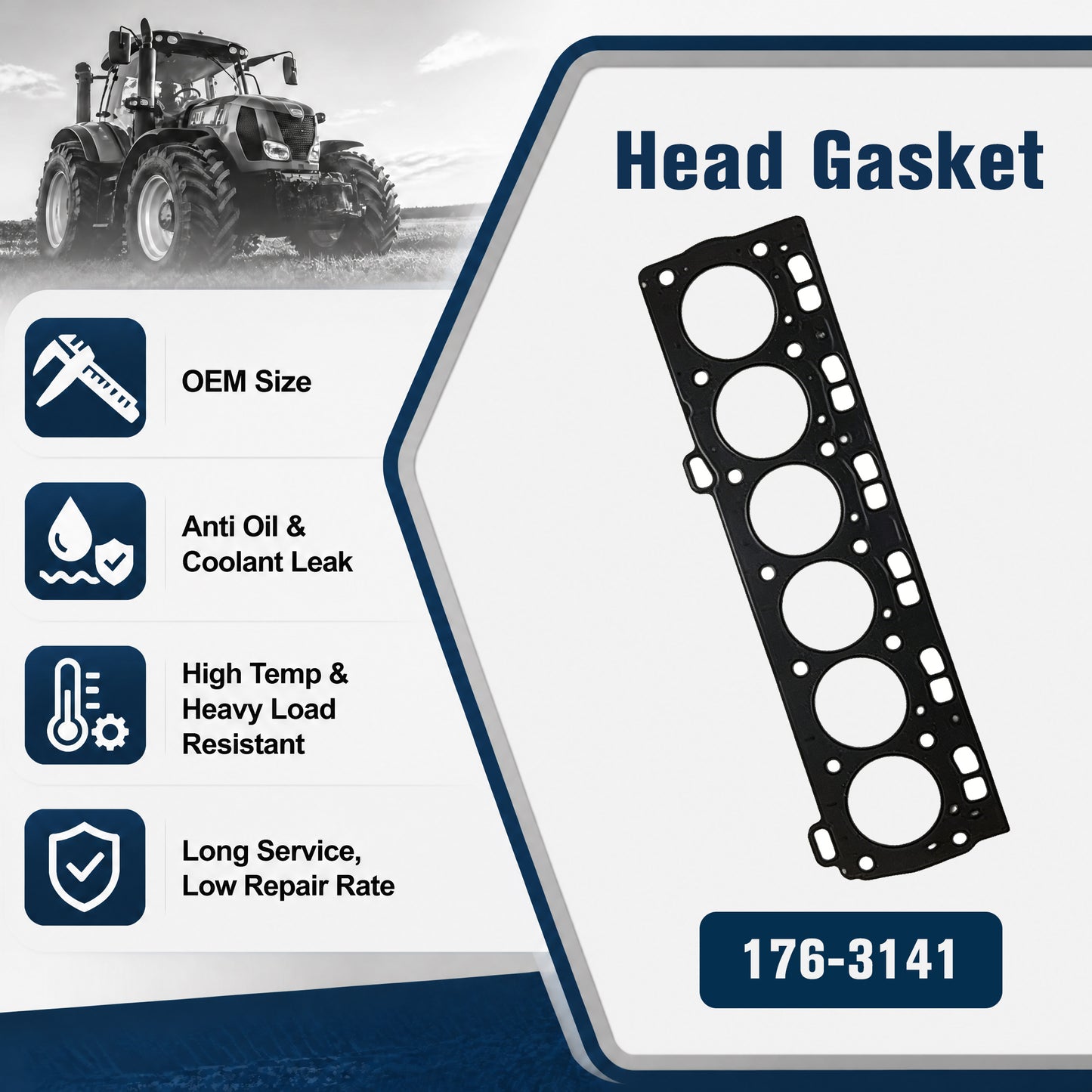176-3141 Multi-Layer Steel Head Gasket Fits CAT C6.6 Wheel Loader Track Loader Compactor