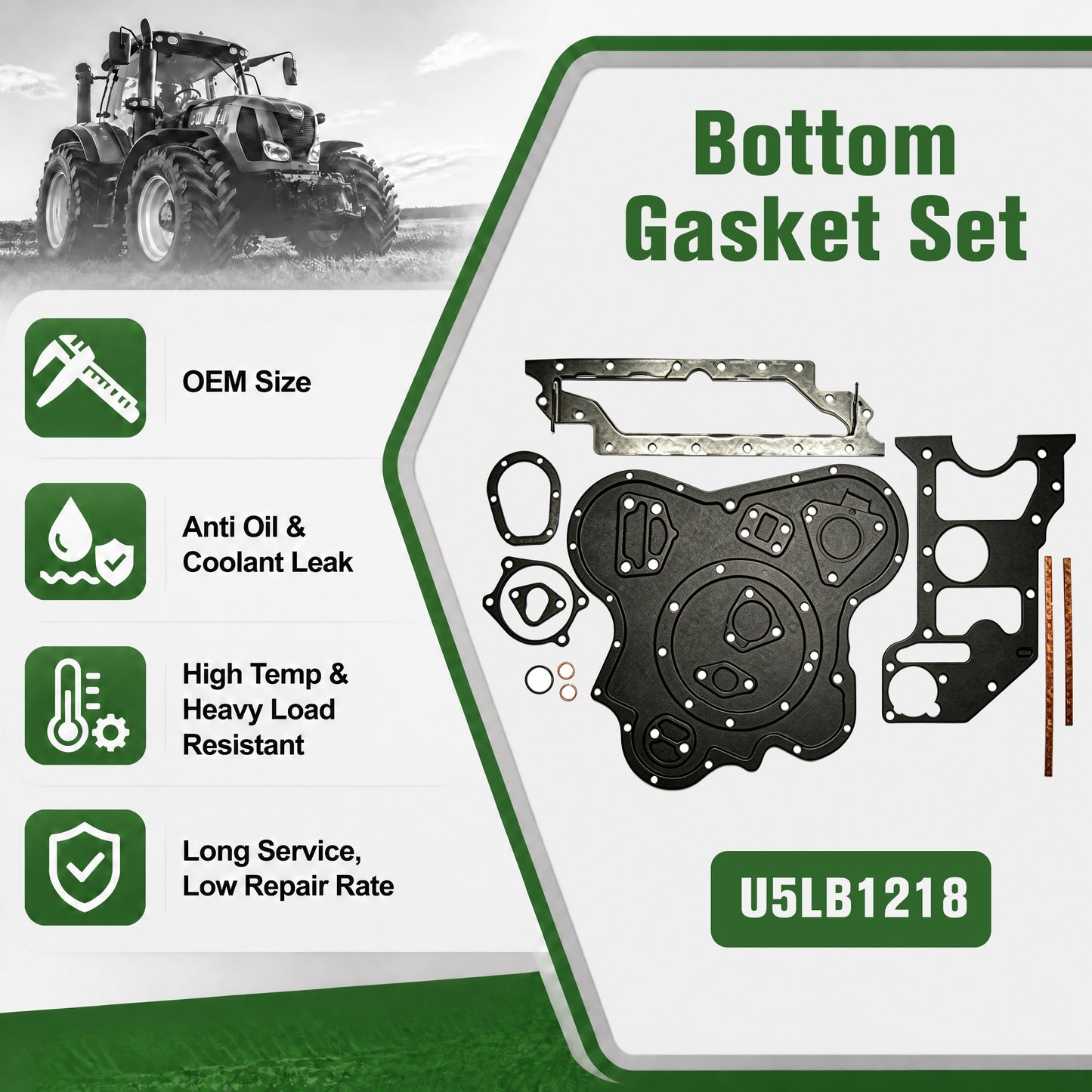 U5LB1218 Bottom Gasket Set | Perkins 903-27 D3.152 3-Cylinder Engine
