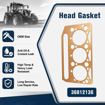 36812136 Cylinder Head Gasket | Perkins A3.144 A3.152 3-Cylinder Tractor Engine